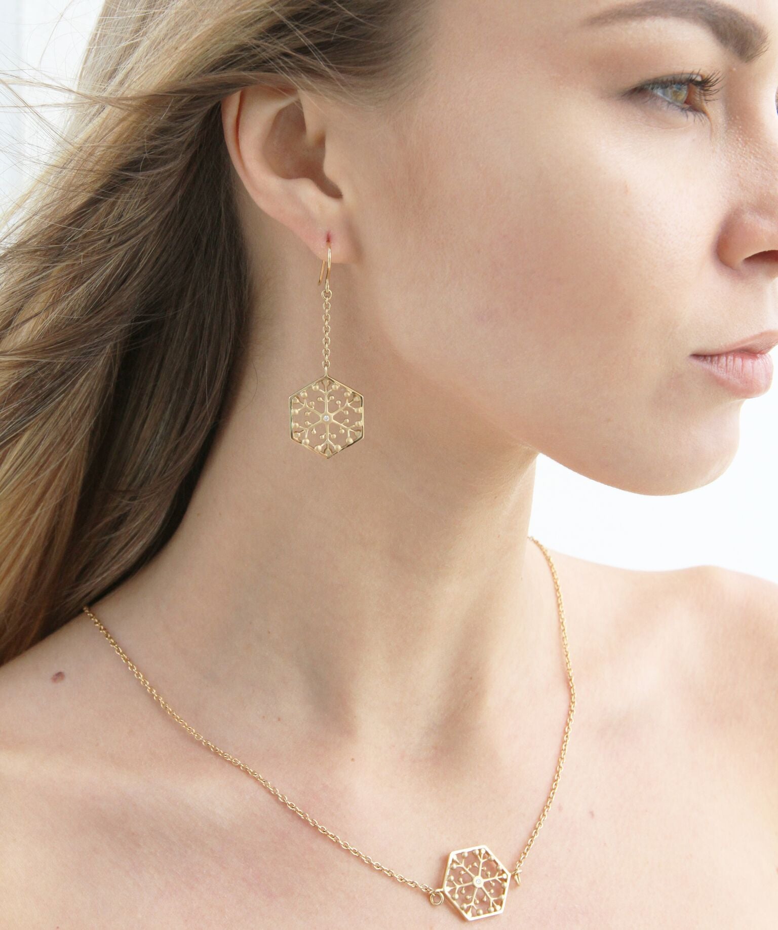 Snowflakes Independence Gold Earrings - John Brevard