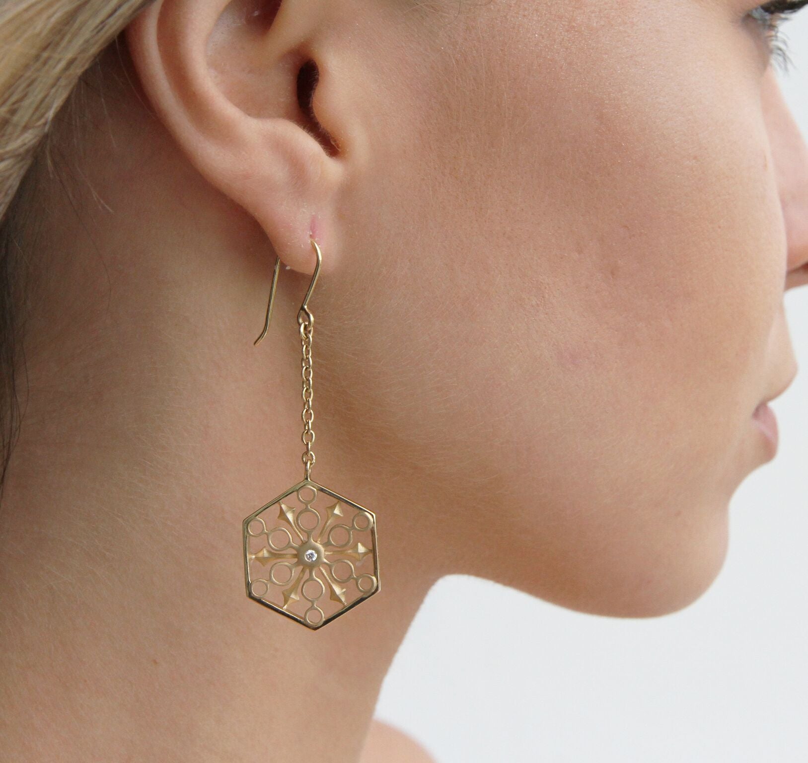 Snowflakes Power Gold Earrings - John Brevard