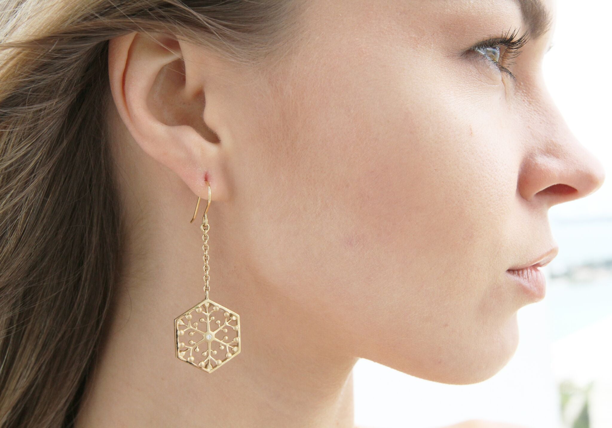 Snowflakes Independence Gold Earrings - John Brevard