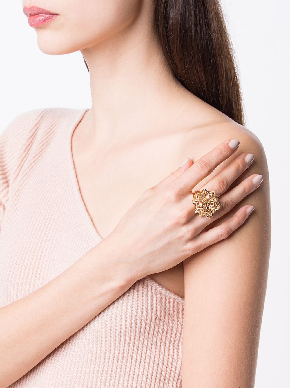 Helix Frame "Eye of God" 18k Gold Ring with Center Diamond - John Brevard