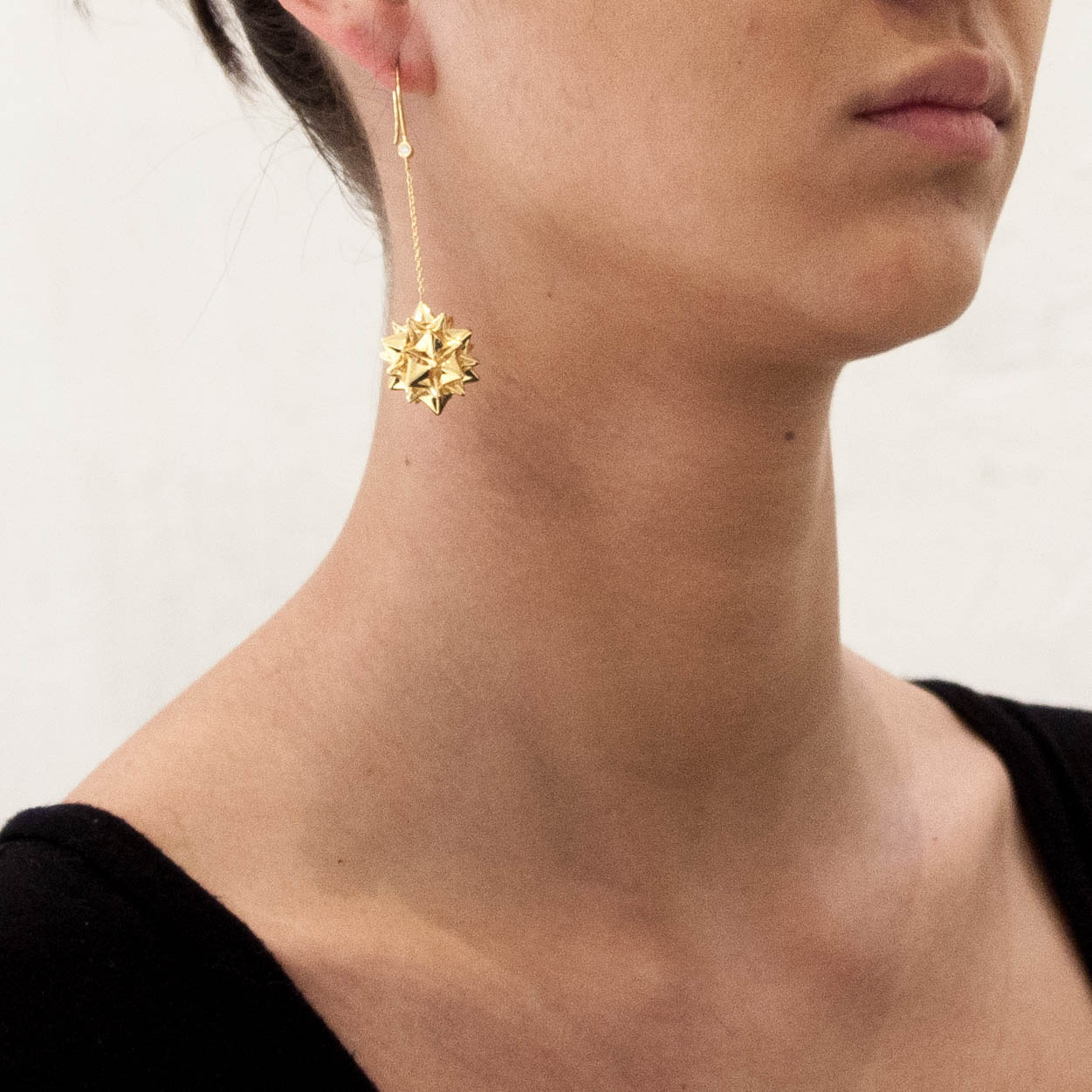 Helix Extrovert Diamond Gold Dangle Earrings - John Brevard