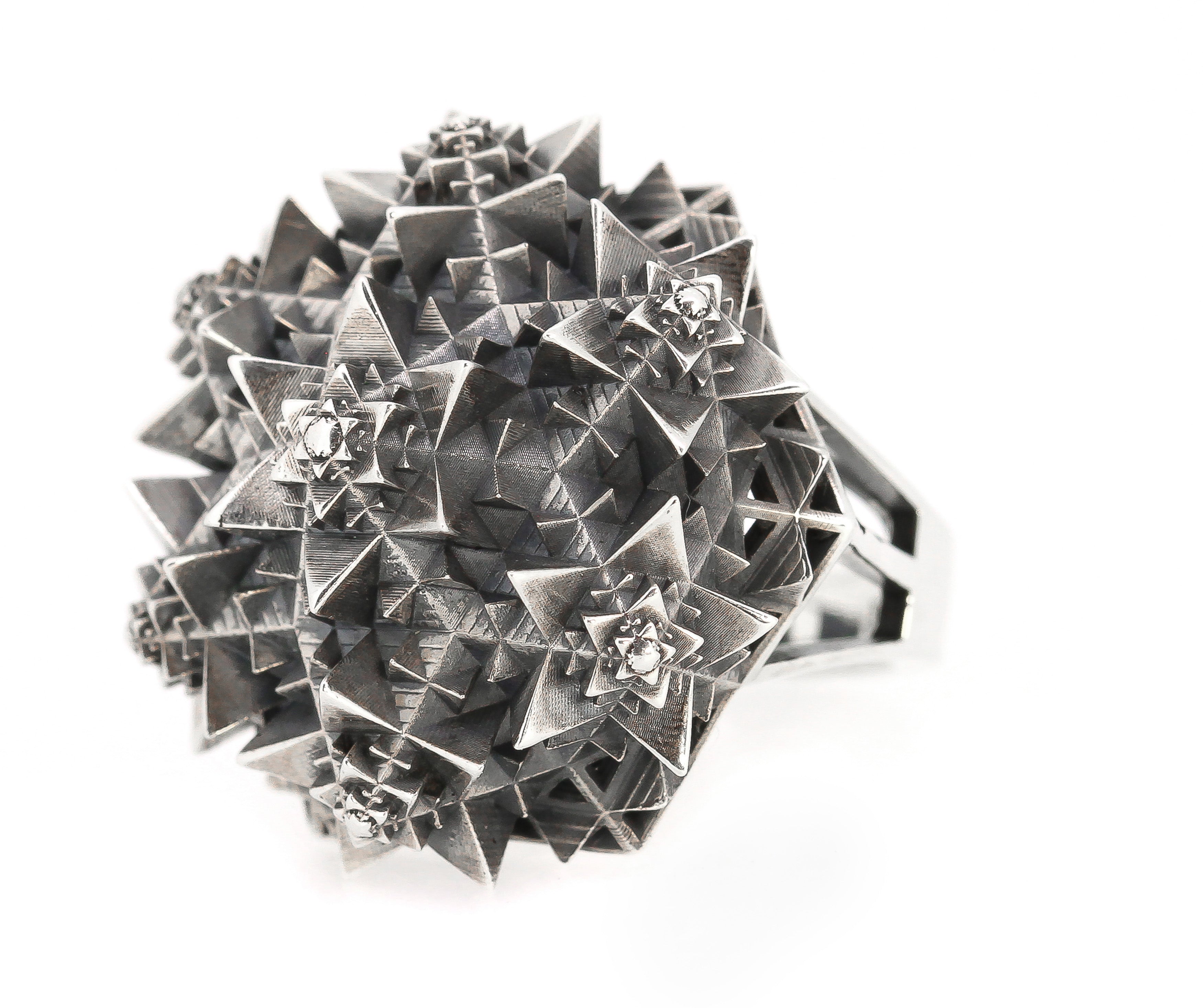 Thoscene Fractal Silver Ring - John Brevard