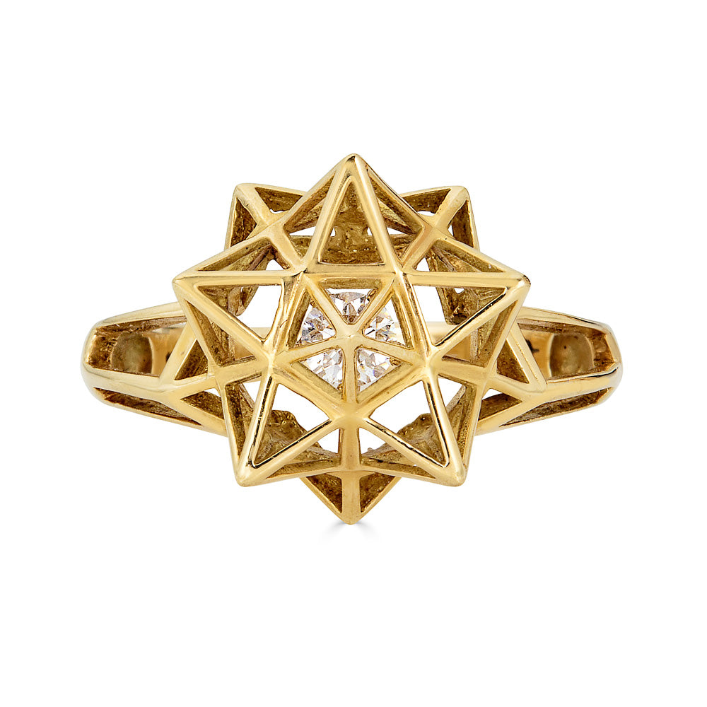Framed Mini Diamond Gold Star Ring