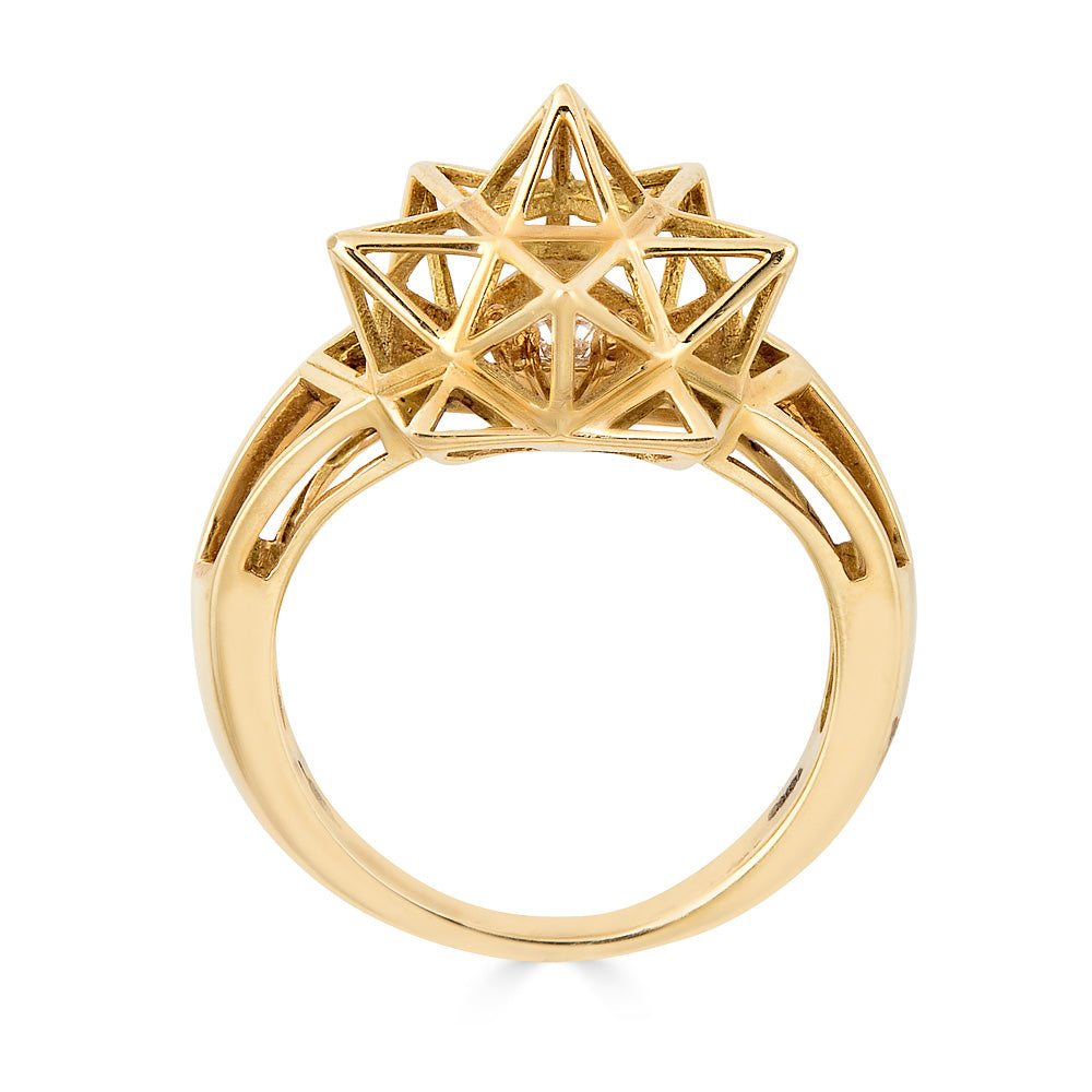 Framed Mini Diamond Gold Star Ring - John Brevard