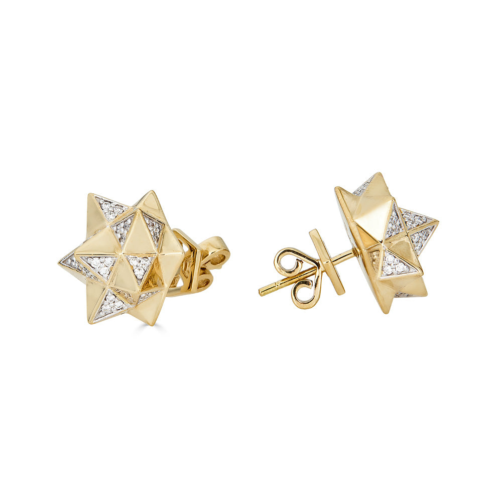 Tetra Diamond Gold Stud Earring - John Brevard