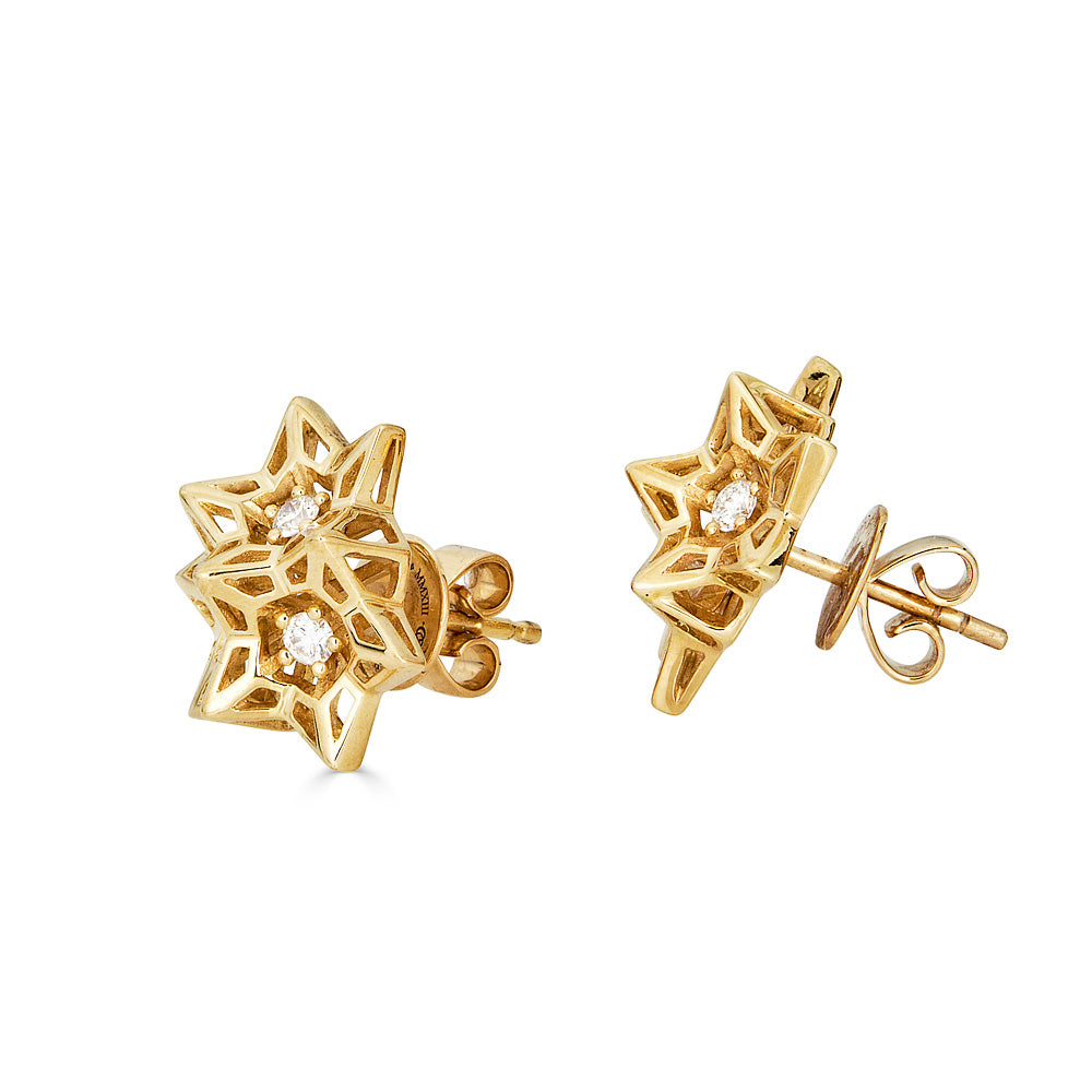 Tria Frame Diamond Gold Stud Earring - John Brevard