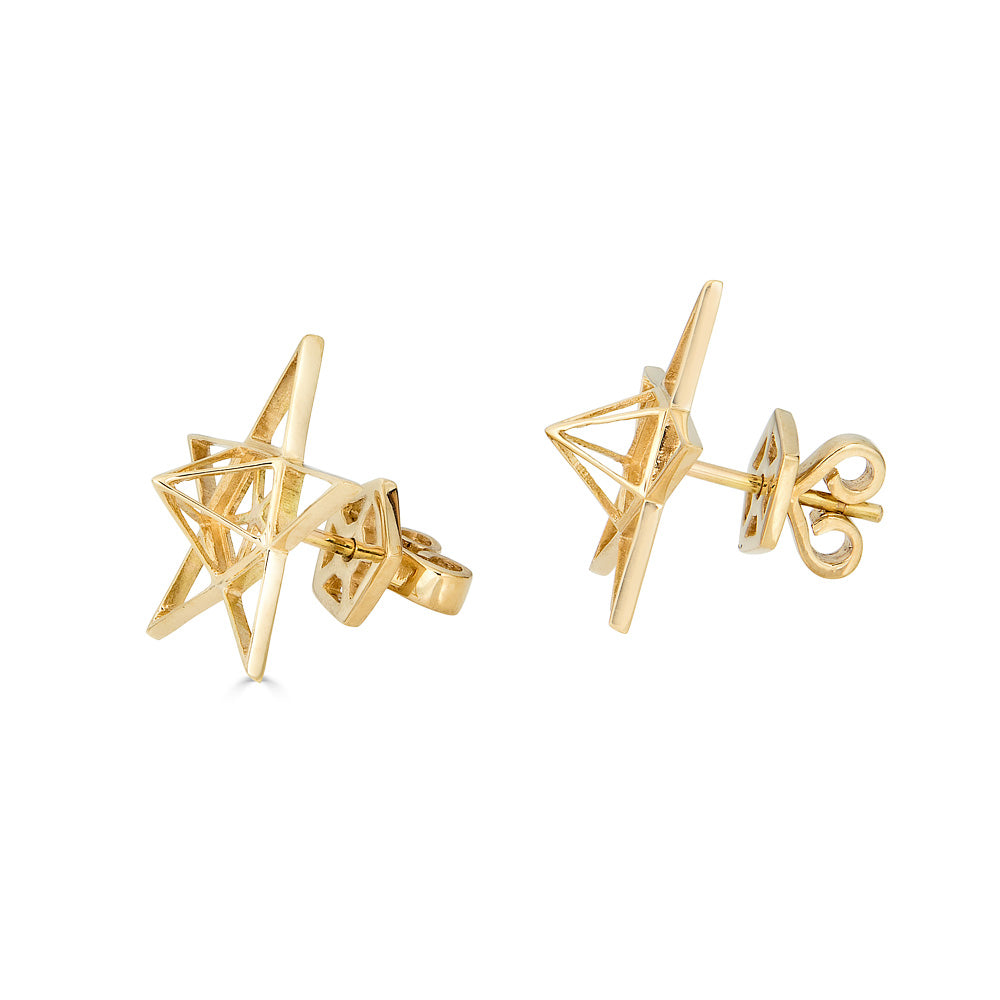 18K Gold Open Frame Star Earrings