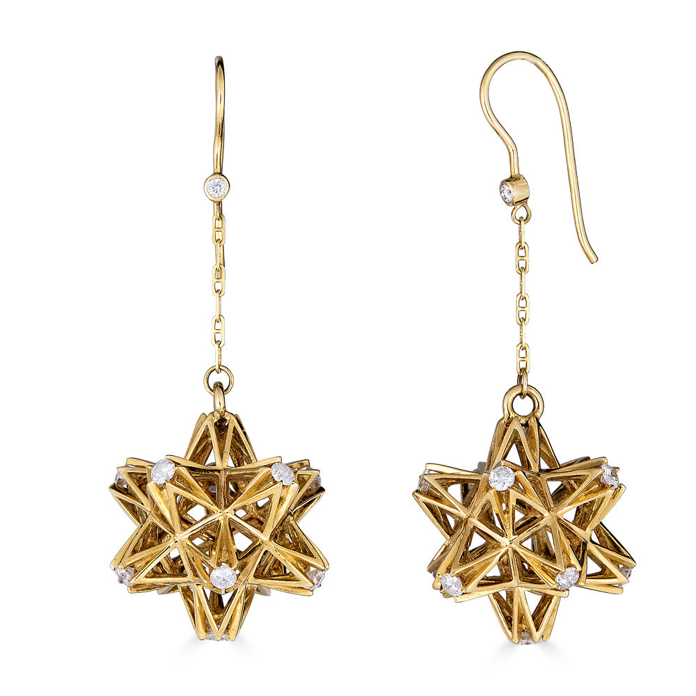 Frame Diamond Gold Dangle Earring