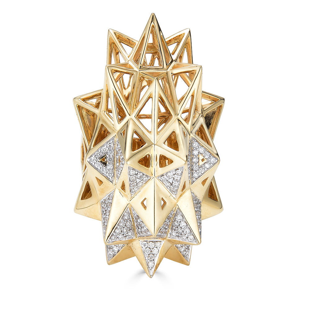 Stellated Star Diamond and 18k Gold Ring
