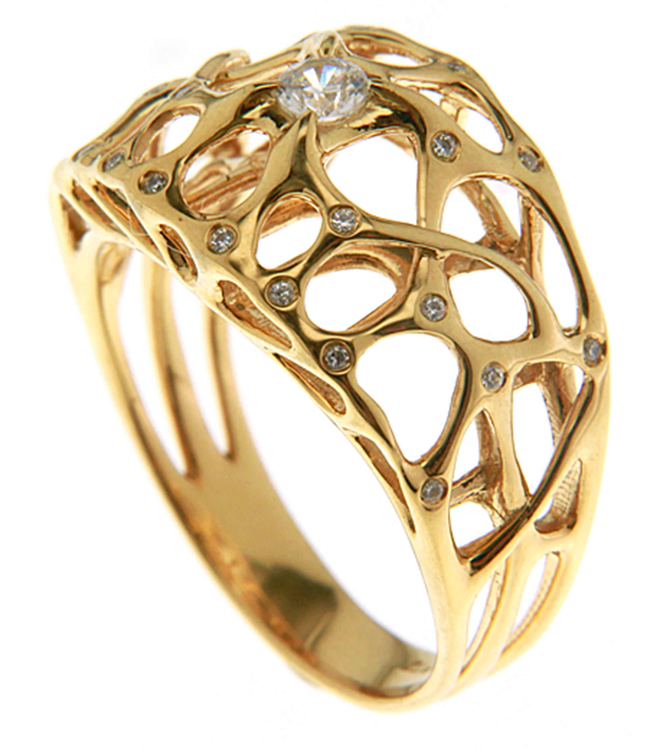 Gold and Web Diamond Ring