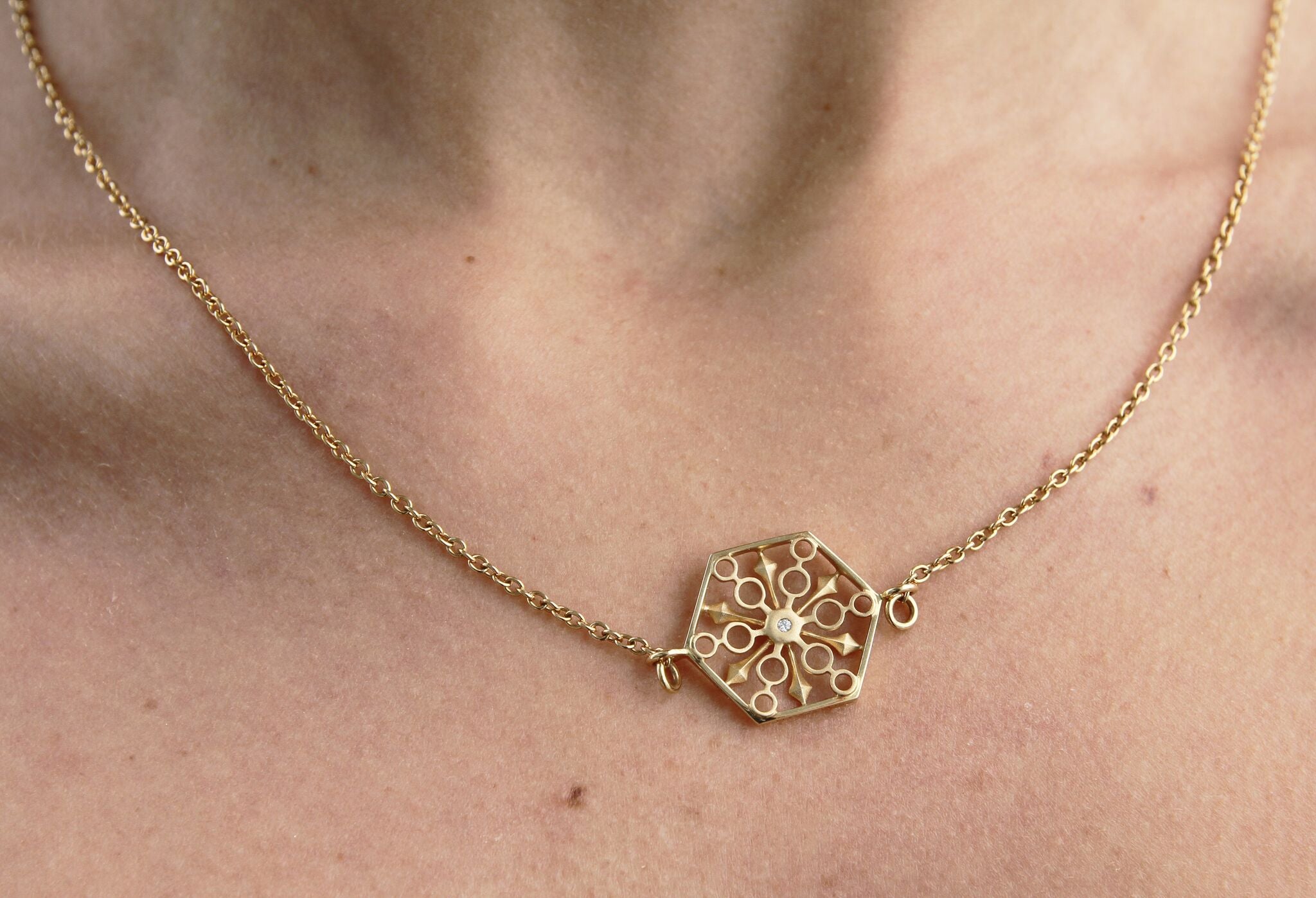 Snowflakes Power Gold Necklace - John Brevard