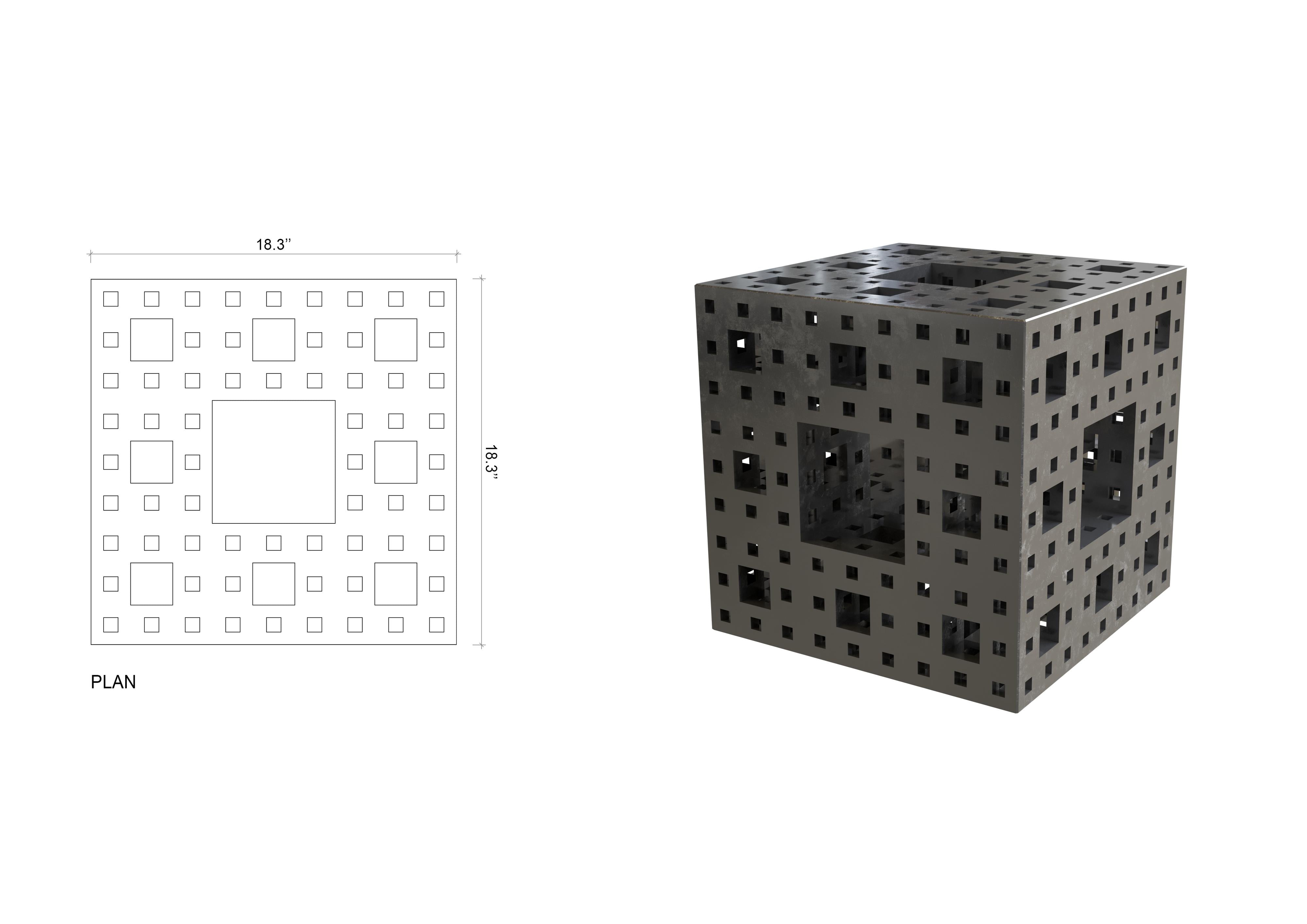 MENGER Cube Sculptural End Table - John Brevard