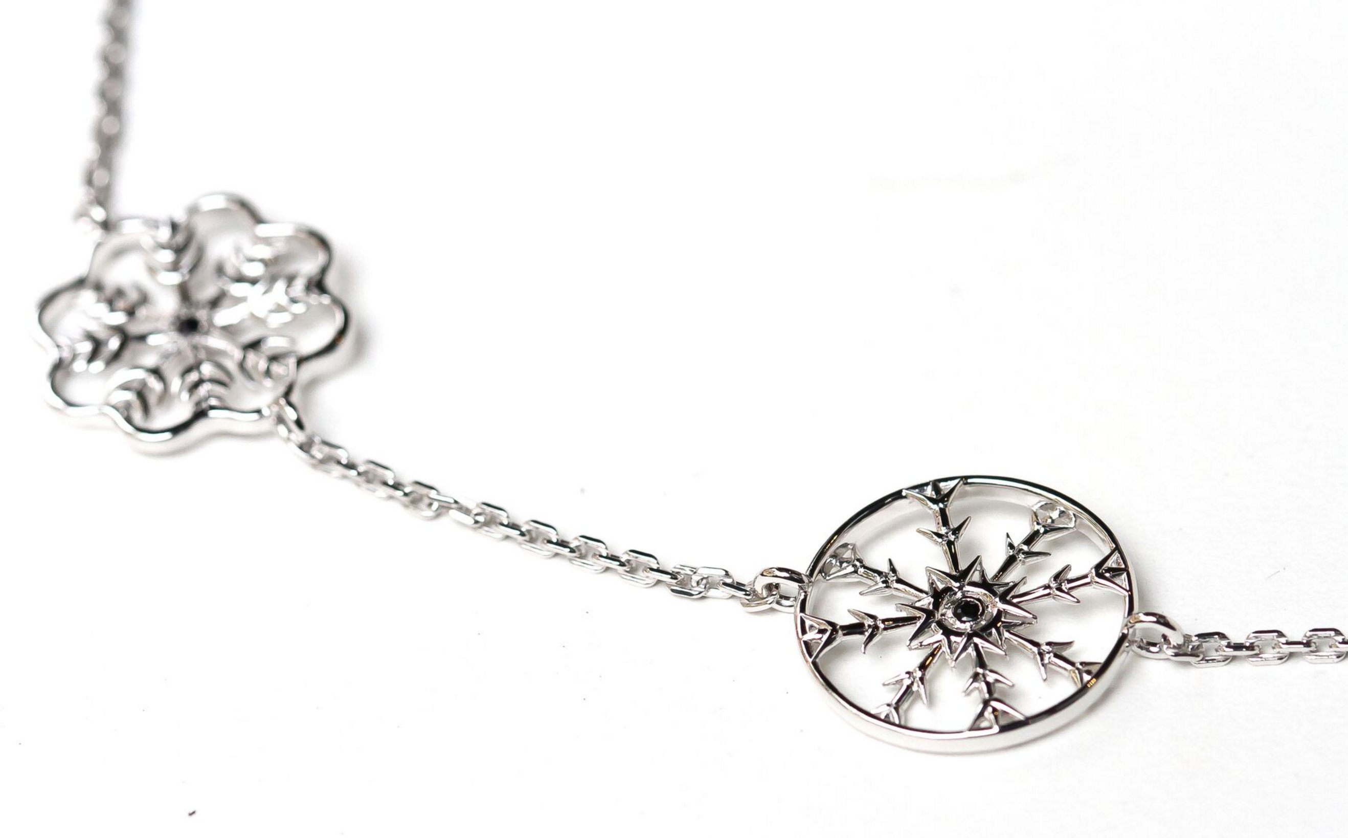 Snow Queen Charm Long Silver Necklace - John Brevard