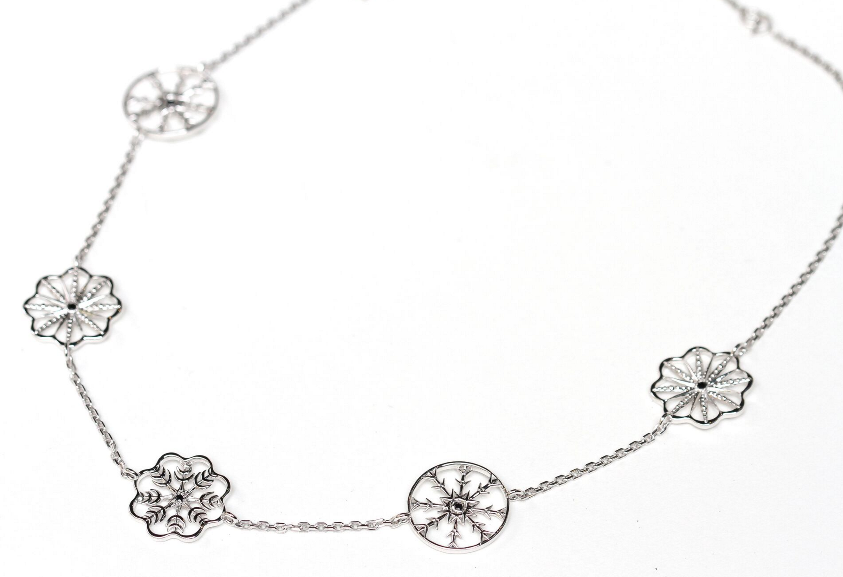 Snow Queen Charm Long Silver Necklace - John Brevard