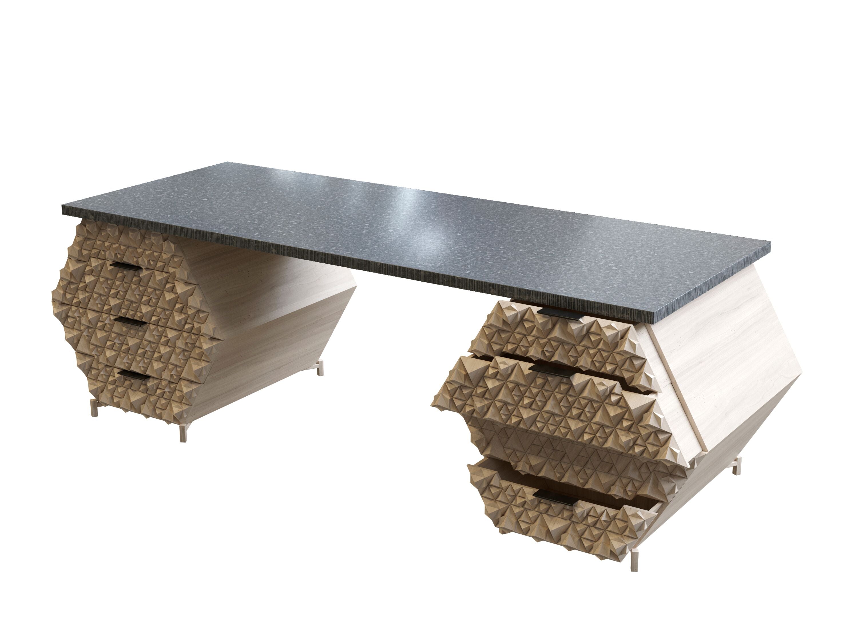 Customizable Solid Teak Fractal Desk