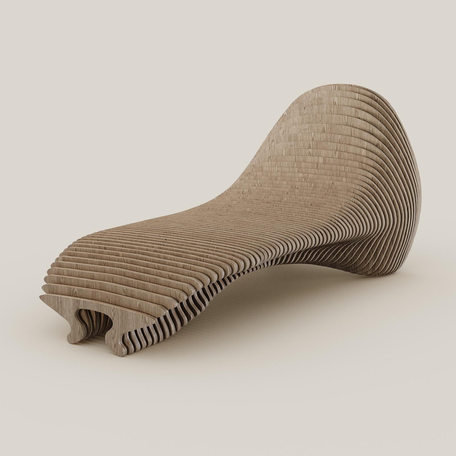 Handmade Teak Sun Chair – Sculptural Parametric Design