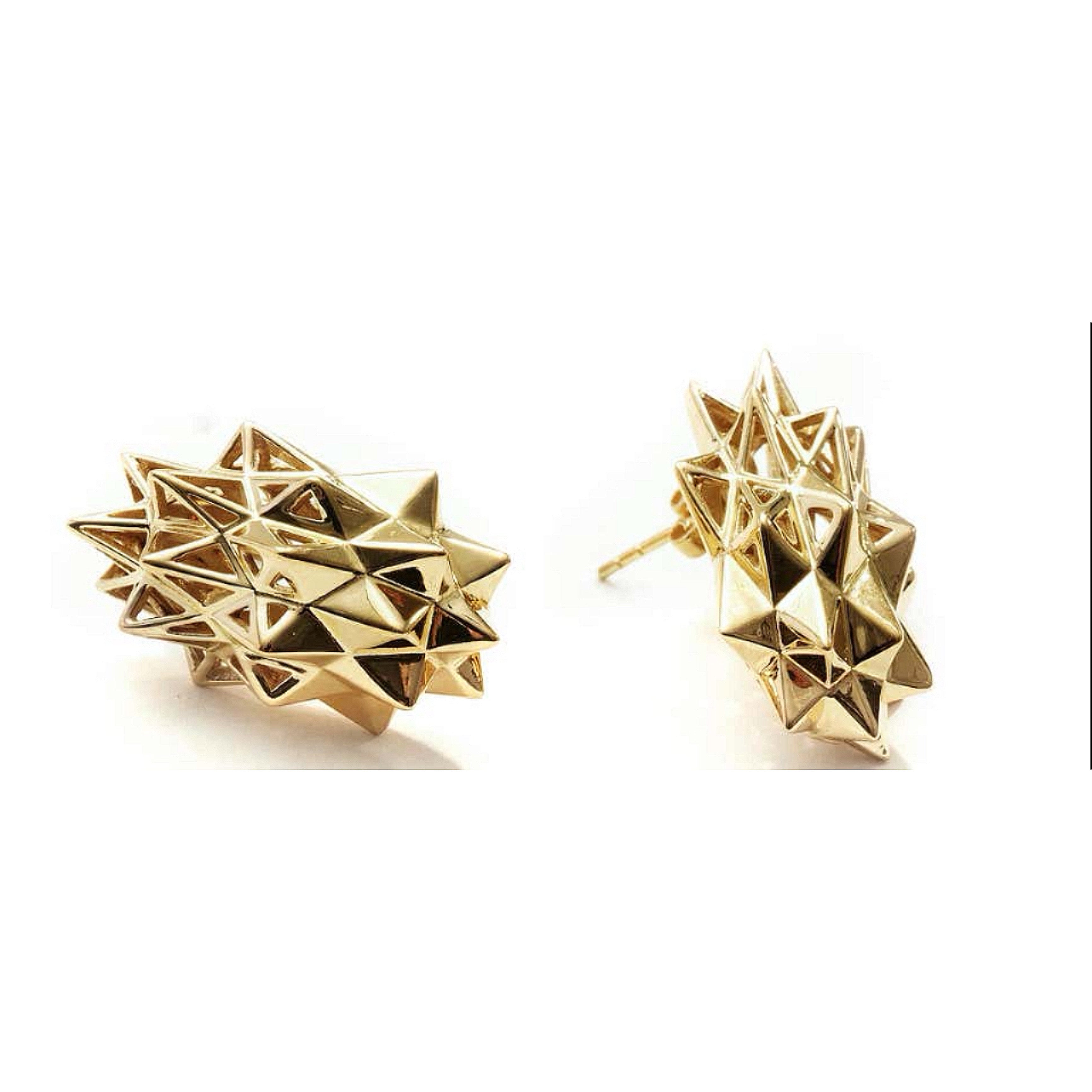 Stellated 18k Gold Stud Earrings