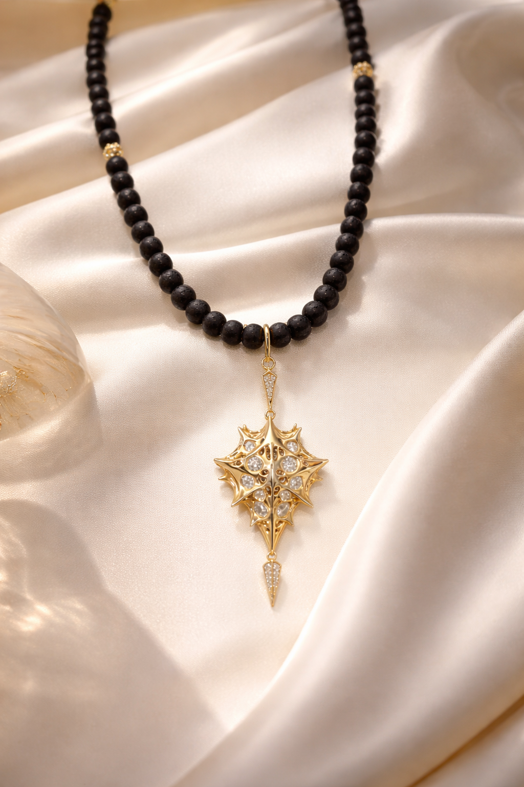 TEMPLE 18K GOLD AND LAVA STONE NECKLACE