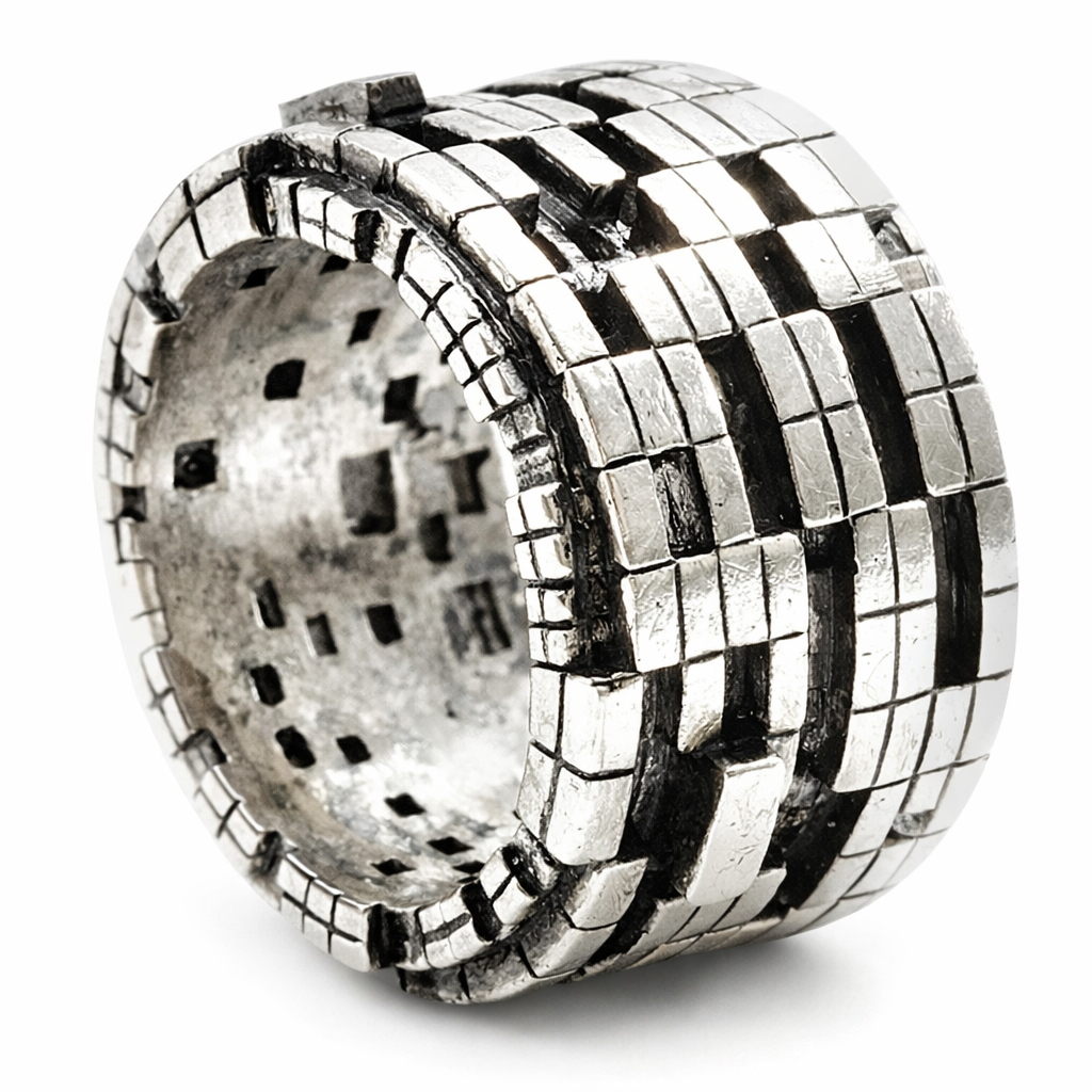 Bitcoin Blockchain Silver Ring