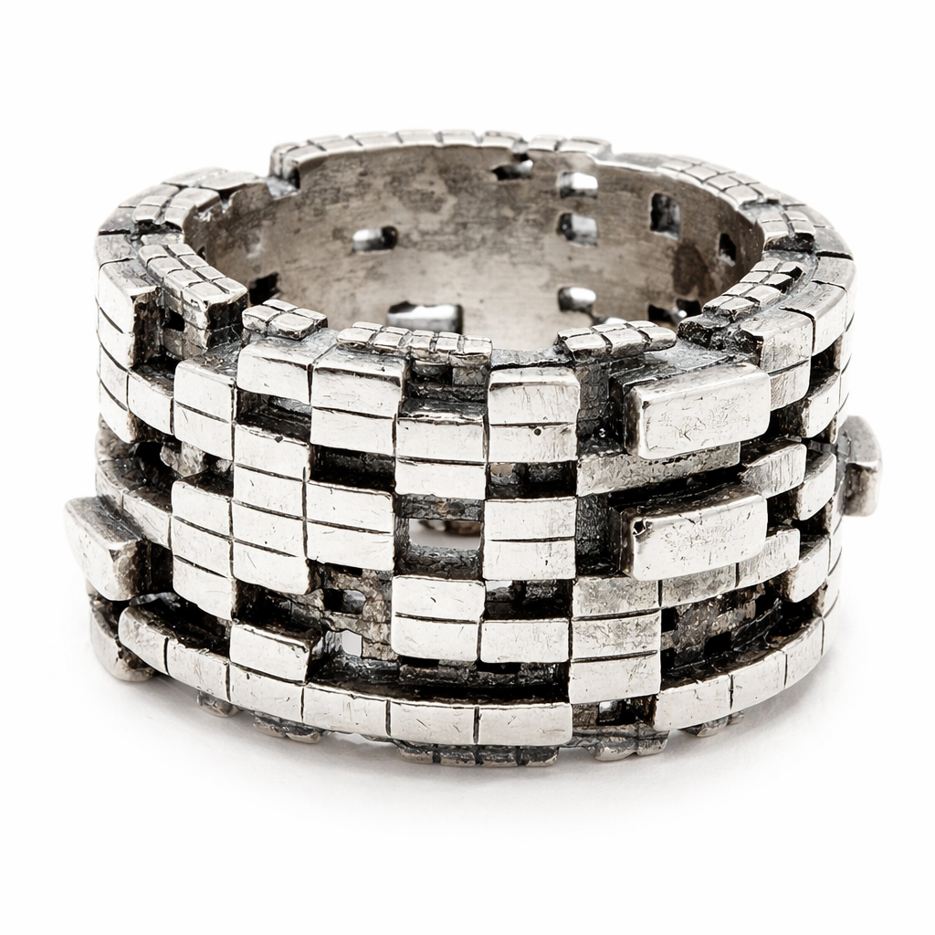 Bitcoin Blockchain Silver Ring