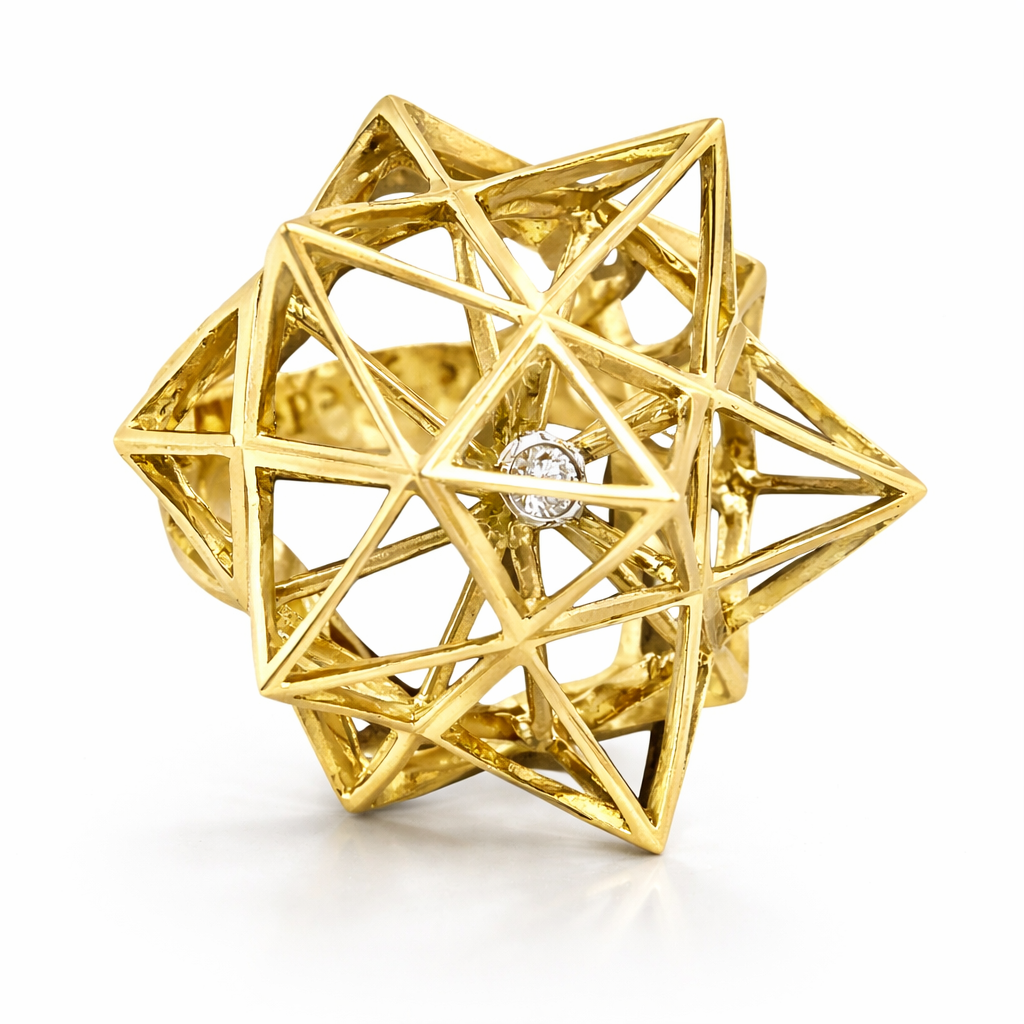 Framework Star Diamond Gold Ring