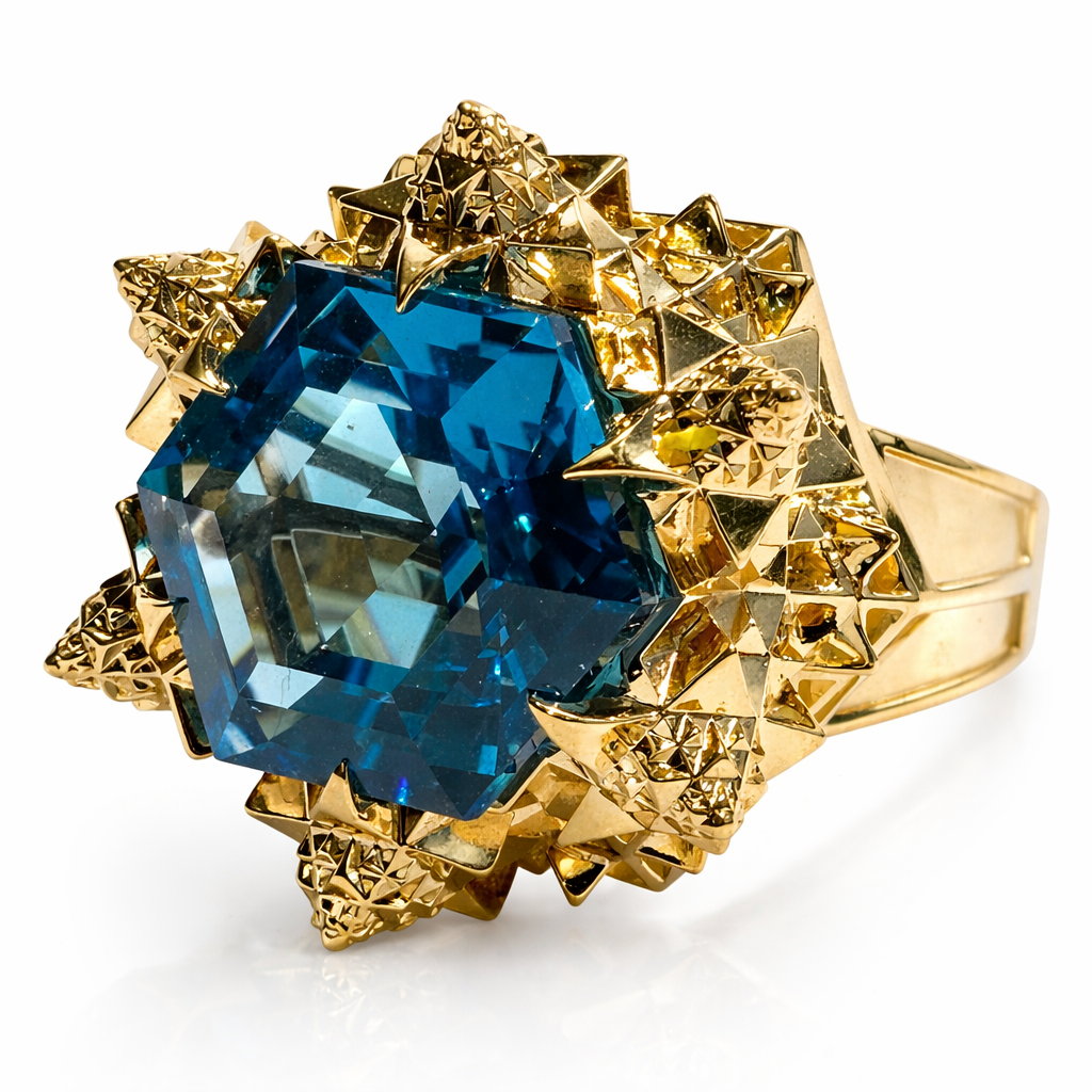 Fractal Gold Topaz Ring