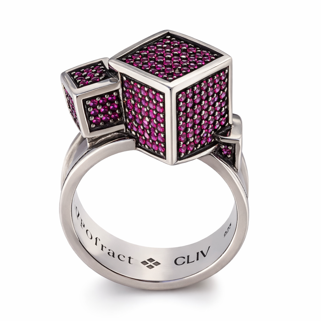 Fractality Ruby Cubes Silver Ring