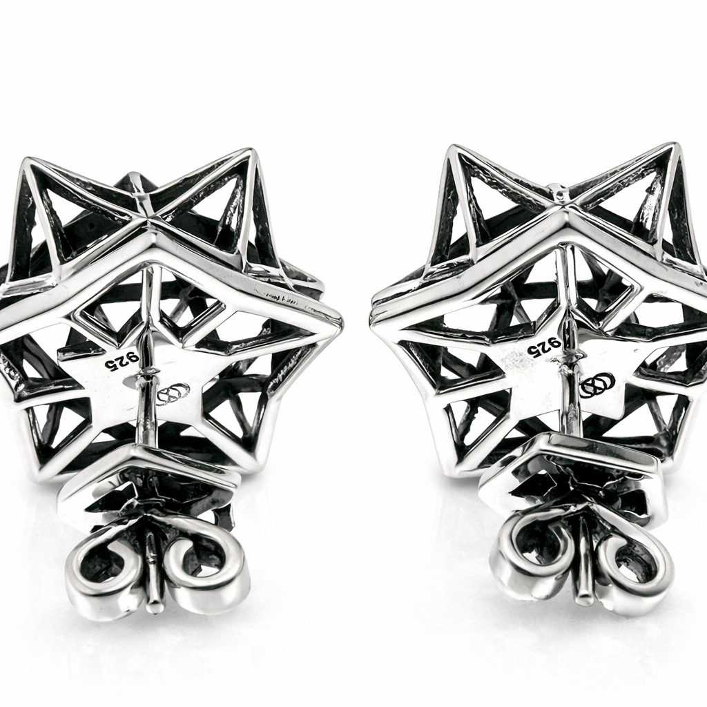 Framework Stud Silver Earrings
