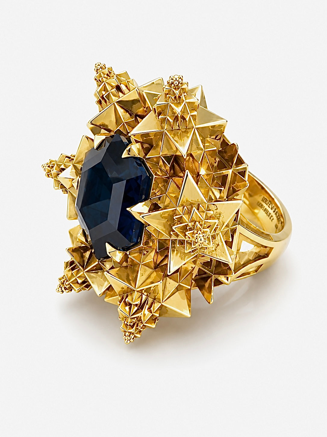 THOSCENE Fractal Sapphire Ring — 18K Yellow Gold