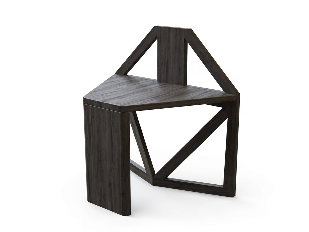 Hexagon Illusion Table and Chairs Set Made of Solid Teakwood