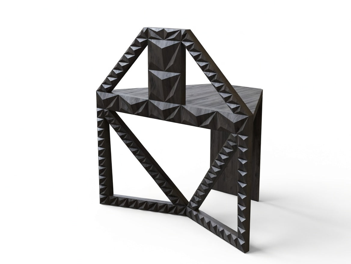 Hexagon Illusion Table and Chairs Set Made of Solid Teakwood