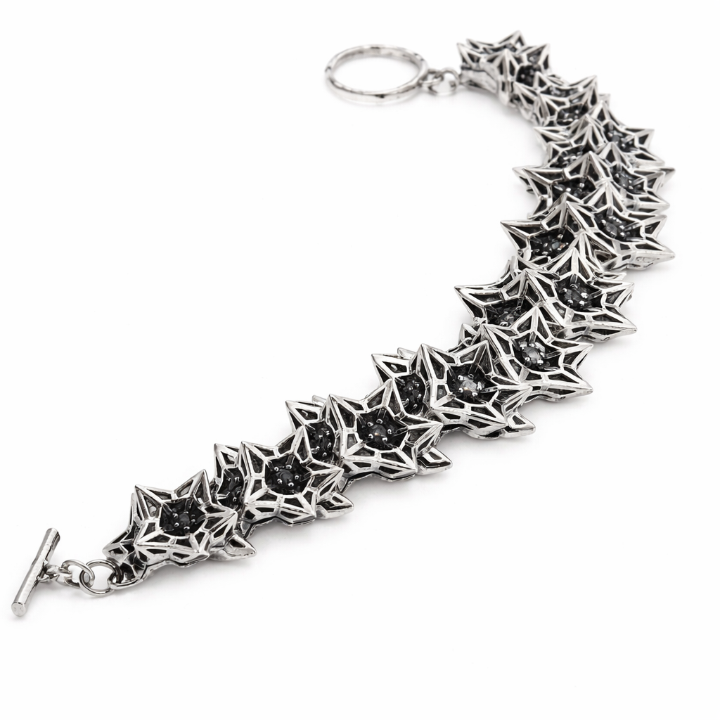 Helix Frame Black Sapphire and Sterling Silver Bracelet