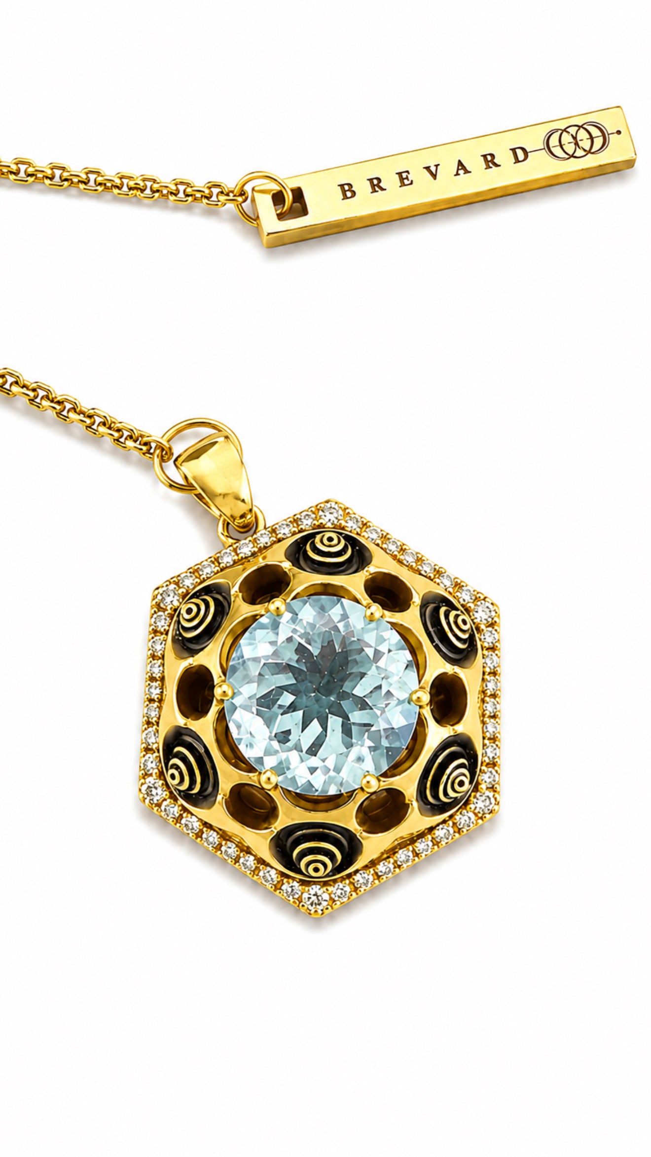 Thoscene Aquamarine Hex Pendant — 18K Yellow Gold