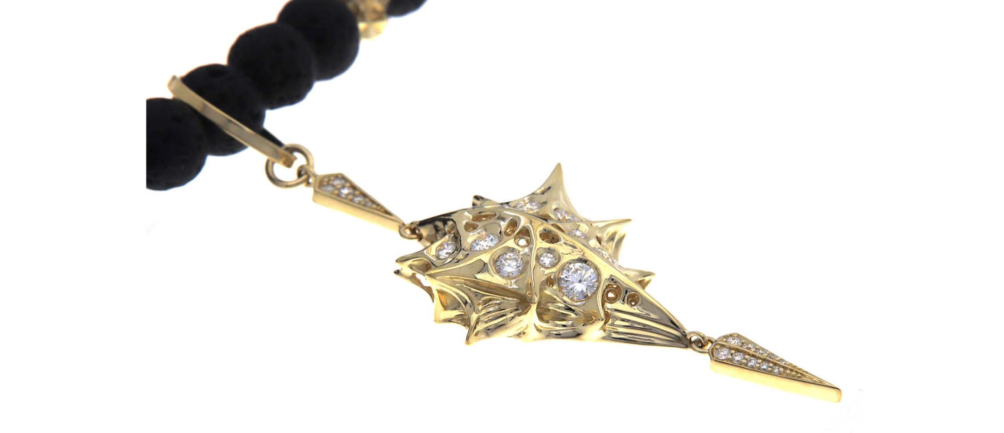 TEMPLE 18K GOLD AND LAVA STONE NECKLACE