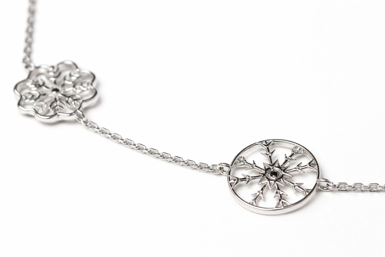 Snow Queen Charm Long Silver Necklace