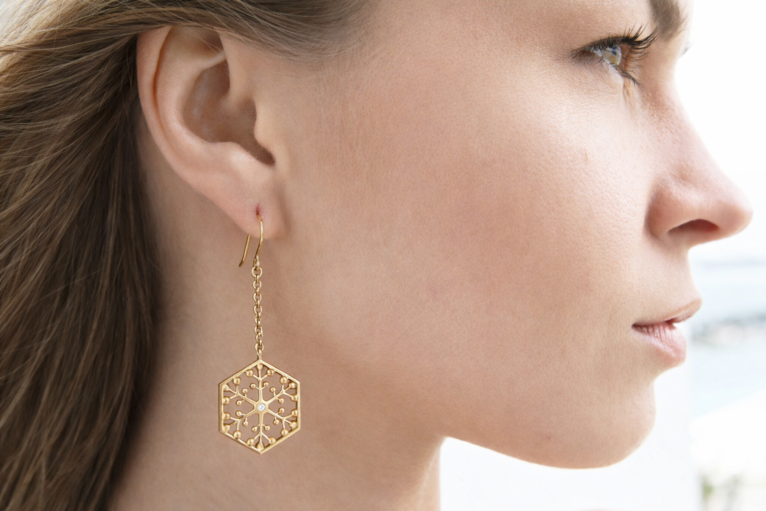 Snowflakes Independence Gold Earrings