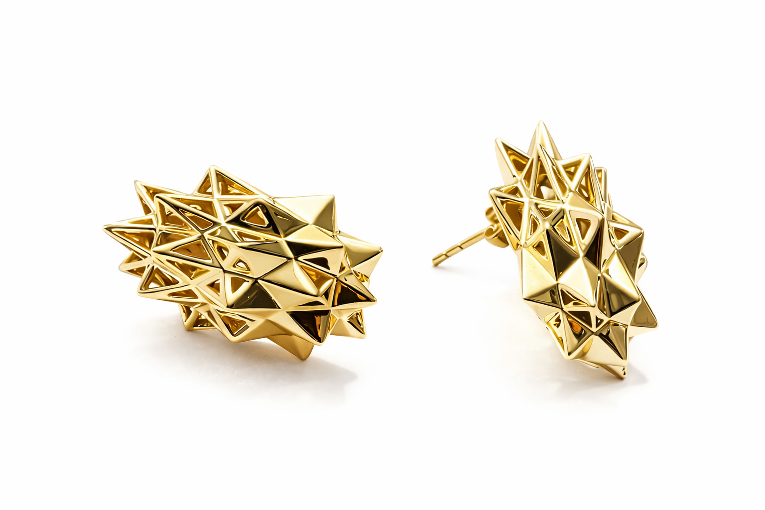 Stellated 18k Gold Stud Earrings