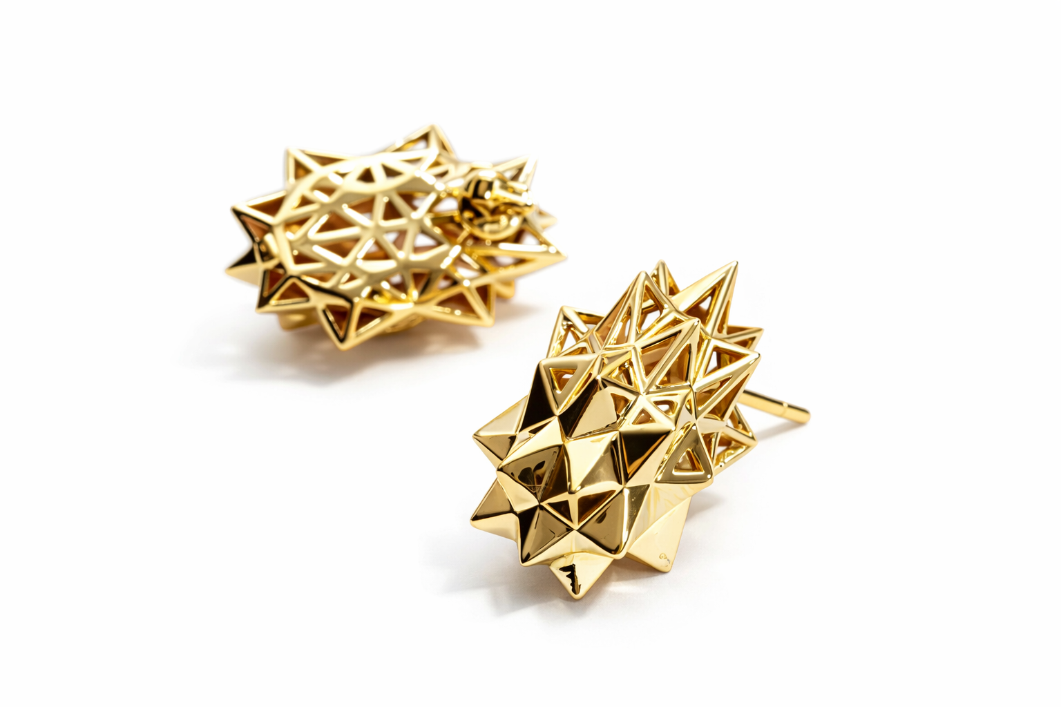Stellated 18k Gold Stud Earrings