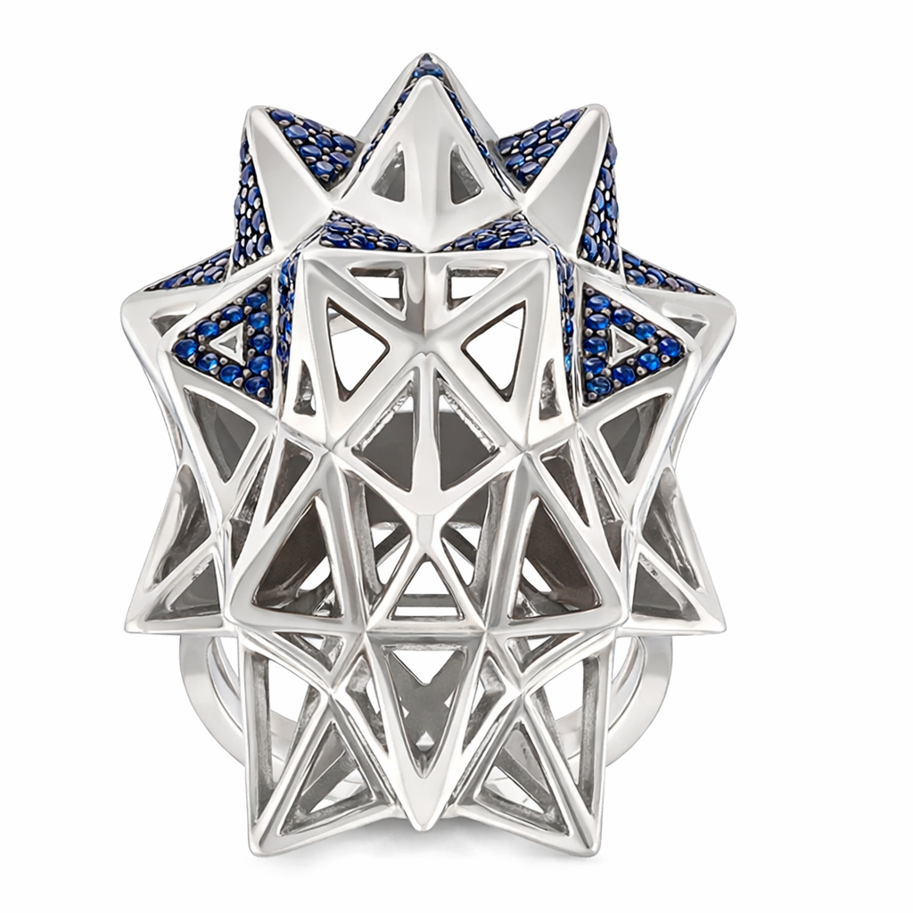 Stellated Star Sapphire Silver Ring