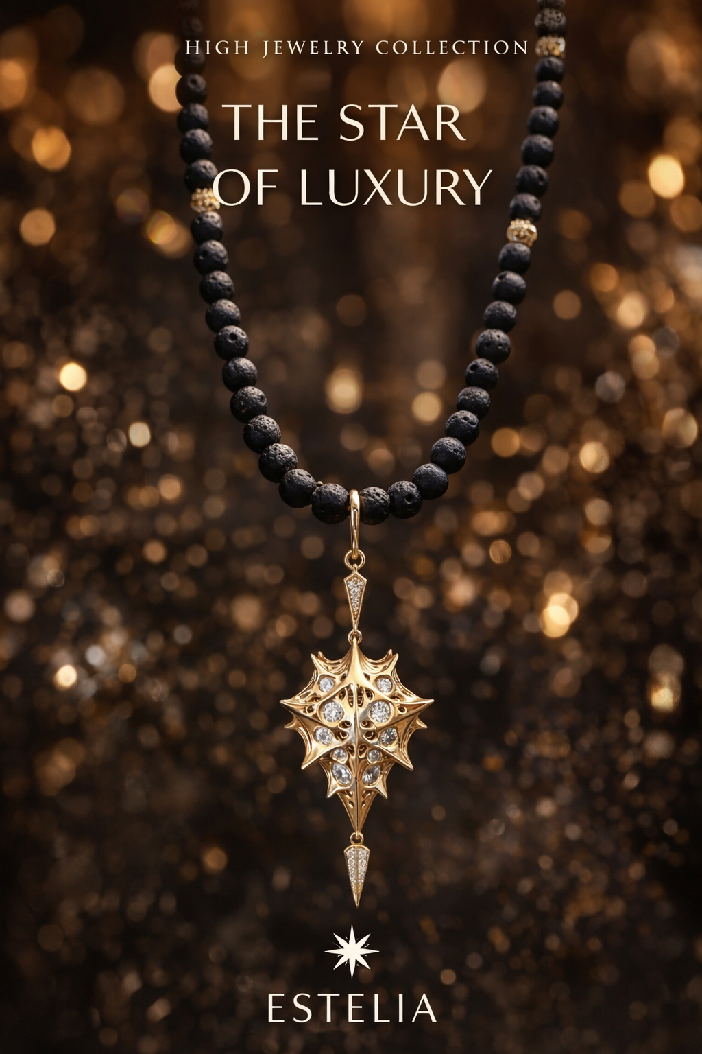 TEMPLE 18K GOLD AND LAVA STONE NECKLACE