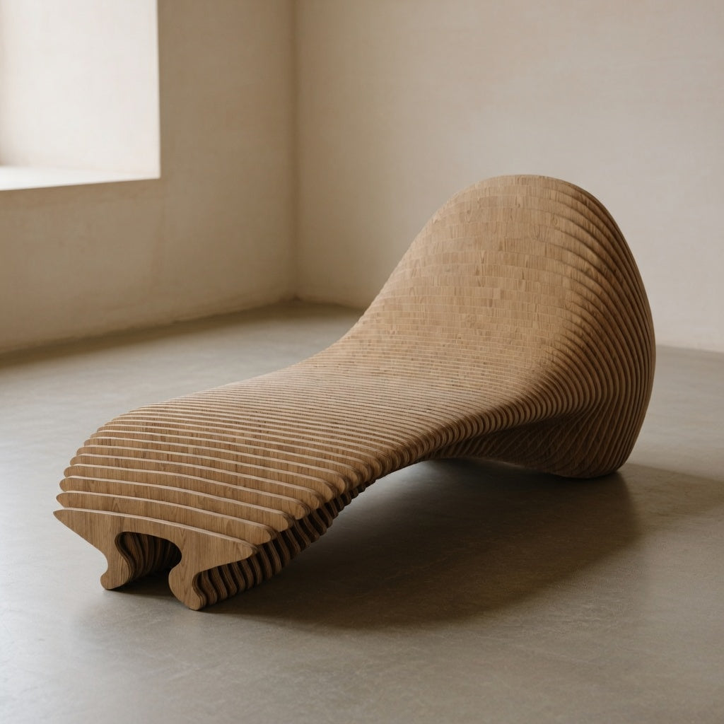 Handmade Teak Sun Chair – Sculptural Parametric Design