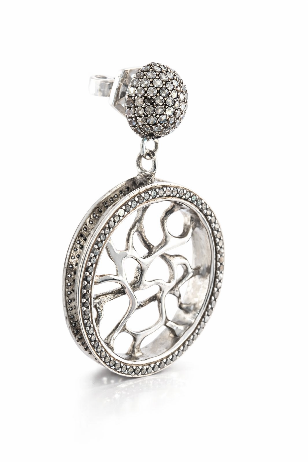 Webbed Black Diamond Silver Earrings