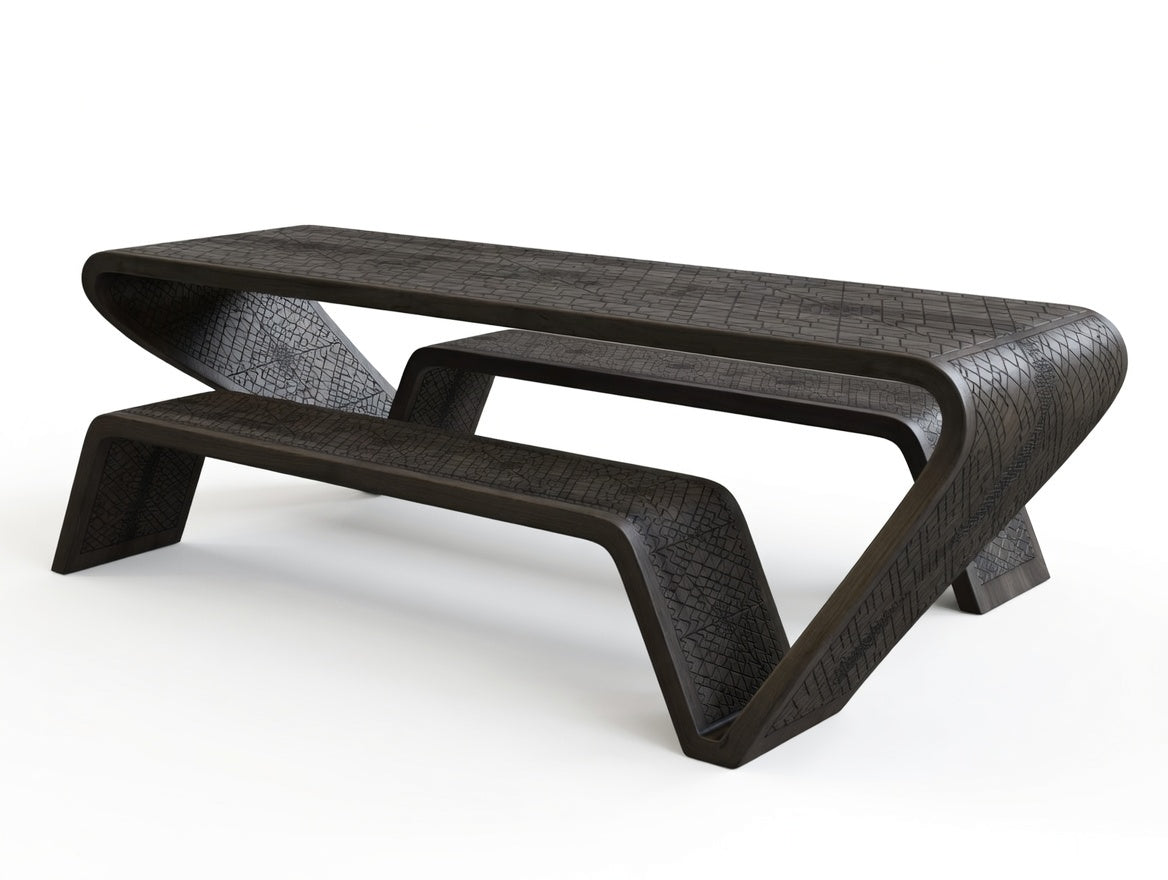 Fractal Solid Teak Picnic Table & Bench