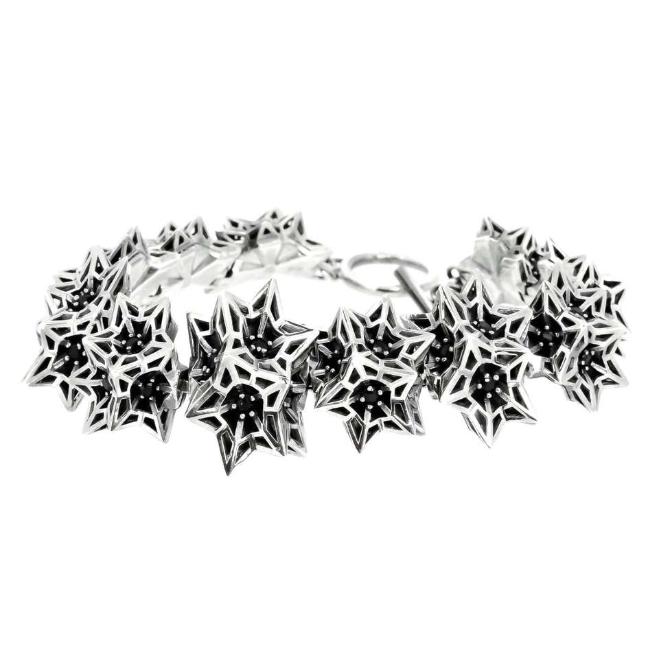Helix Frame Black Sapphire and Sterling Silver Bracelet - John Brevard