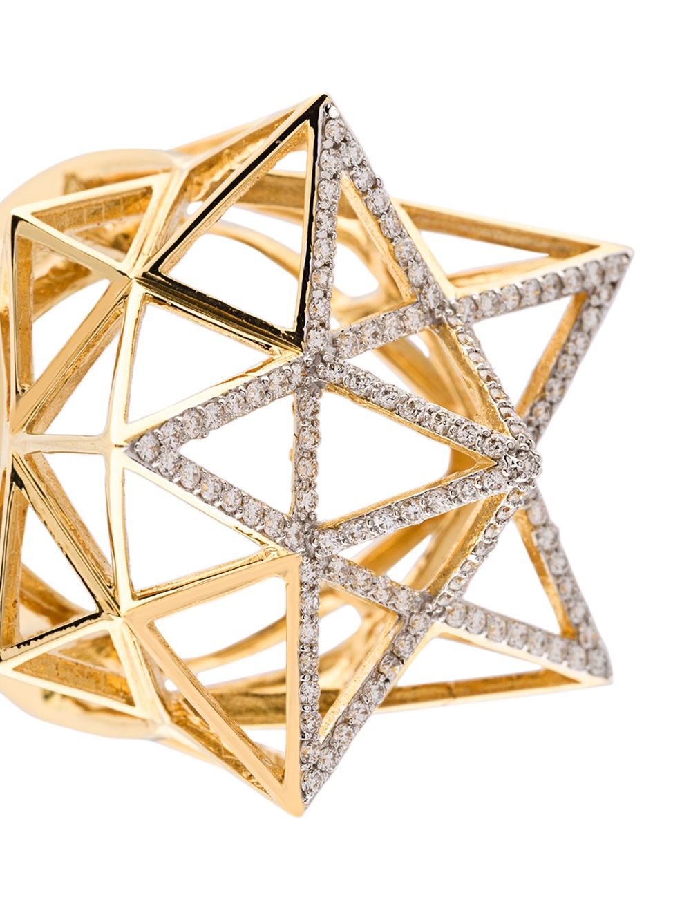 Framework Star Partial Diamond Pave Gold Ring - John Brevard