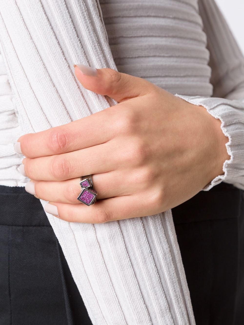 Fractality Ruby Cubes Silver Ring - John Brevard