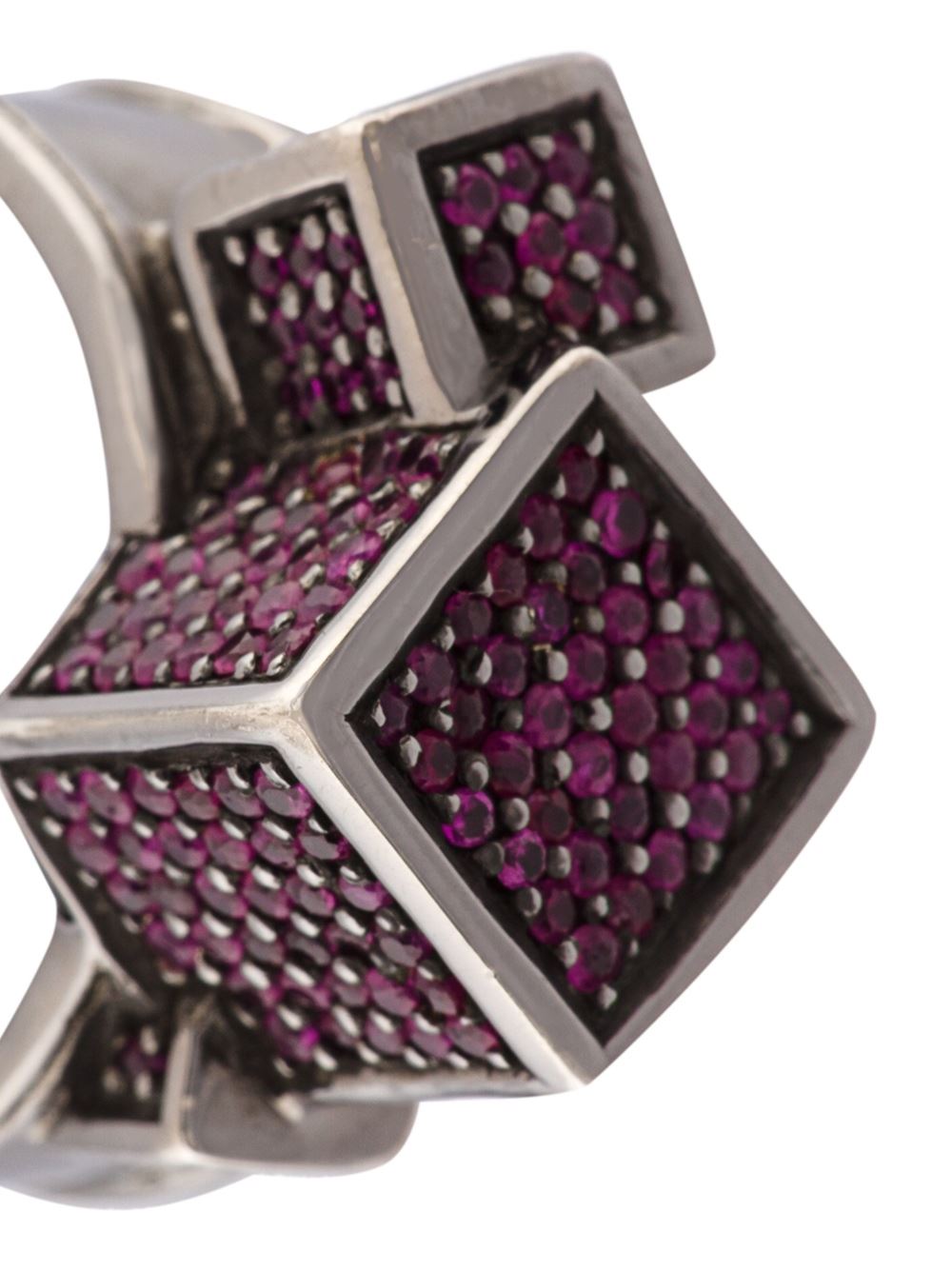 Fractality Ruby Cubes Silver Ring - John Brevard