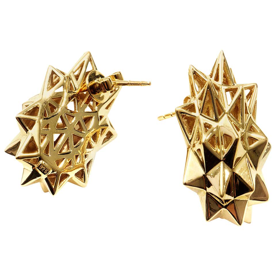 Stellated 18k Gold Stud Earrings - John Brevard