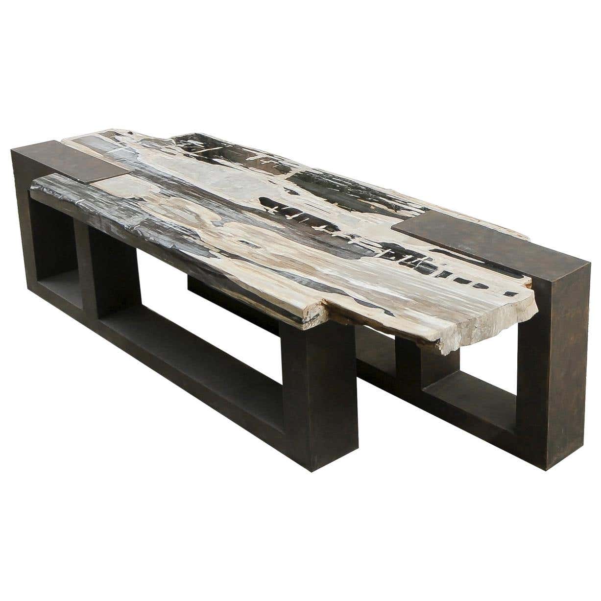 Petrified Wood Cubic Bench or Table - John Brevard