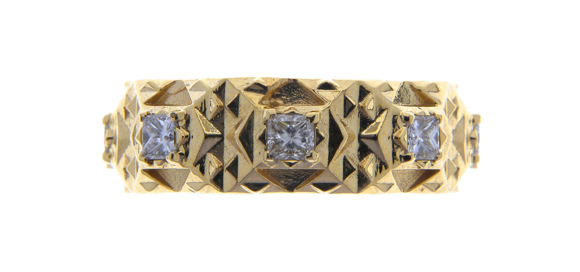 Pyramid Empower Gold and Diamond Band Ring - John Brevard